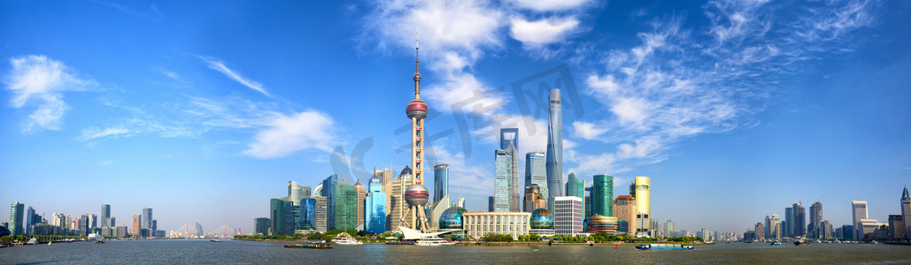 城市摄影照片_上海天际线全景