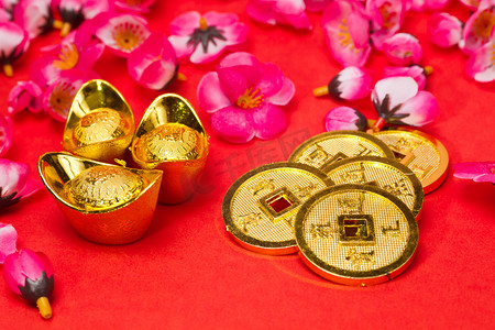 year摄影照片_Chinese New Year Coins and Ingots