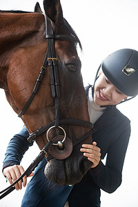 骑师摄影照片_职业赛马骑师和马