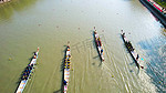 航拍传统节日端午节划龙舟比赛