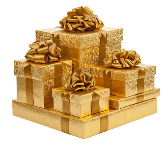 Golden gift box packages