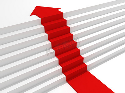 红色折页边框摄影照片_成功阶梯的顶端的红色箭头步骤