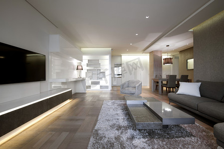 expensive摄影照片_Modern home living room