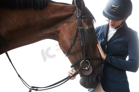 骑师摄影照片_职业赛马骑师和马