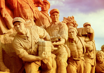 红军图线稿ps摄影照片_红军雕像在北京