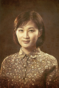 中国传统复古摄影照片_青年女人老照片