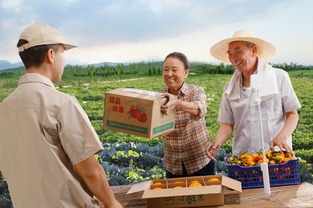 科技健康食品摄影照片_农民在线直播快递农产品