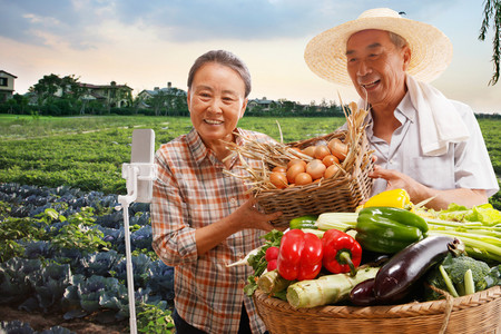 色块主图促销摄影照片_农民在线直播销售农产品