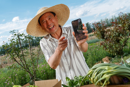 科技健康食品摄影照片_农民在线直播销售农产品