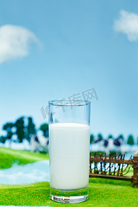 清新母亲节海报摄影照片_牛奶牧场