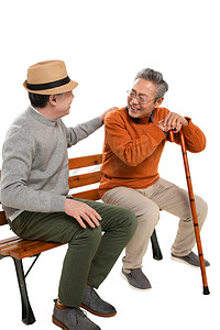 两人聊天摄影照片_两位老朋友坐在长椅上聊天