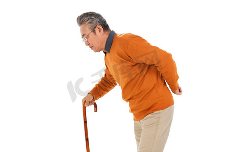 关爱空巢老人摄影照片_拄着拐杖的老年人