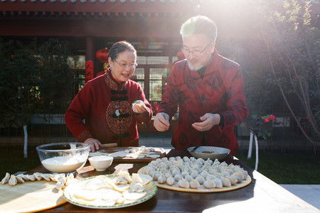 摄影照片_幸福家庭回家过新年