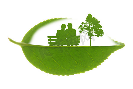 创意绿色树叶摄影照片_绿色环保电动汽车