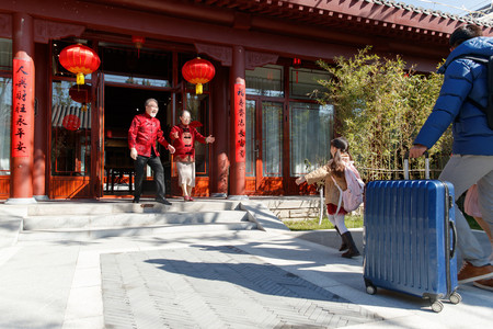 新年团圆摄影照片_快乐的老年夫妇庆贺新年