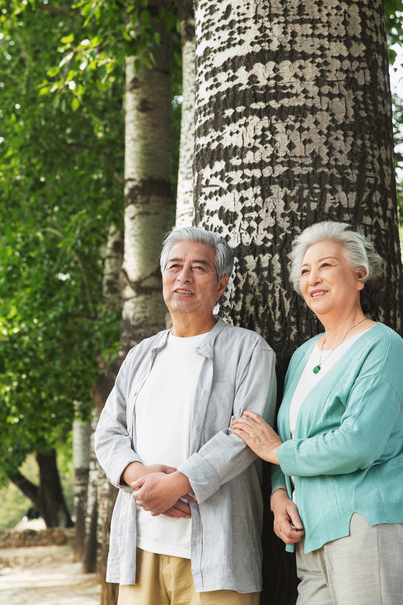 老年夫妇在公园里散步高清摄影大图 千库网