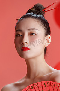 酷头像摄影照片_彩妆美女肖像