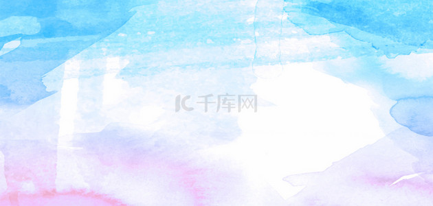 中国风水墨融合蓝色紫色渐变水彩海报背景