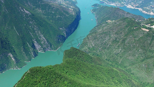祖国巨变摄影照片_航拍高空俯瞰三峡自然风光祖国山河