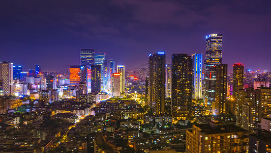 水墨繁华摄影照片_震撼航拍成都春熙路繁华夜景建筑