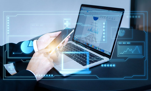 商务互联数据信息管理摄影图配图