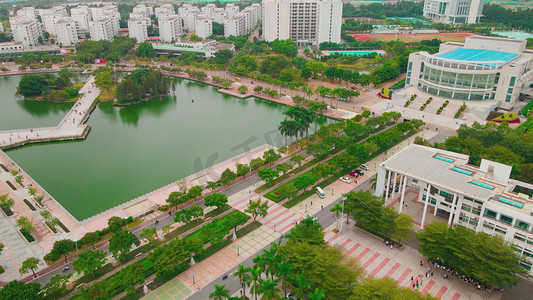 顺德学院校园建筑航拍大学教学楼