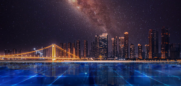 城市科技科技蓝色商务夜景