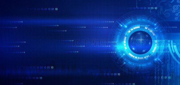 商务科技圆环光效蓝色大气科技感海报背景