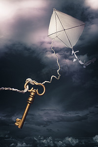 风筝飞在暴风雨中的钥匙