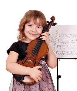 小女孩用小提琴构成