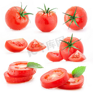 西红柿与水滴的集合