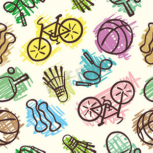 Sports elements seamless pattern