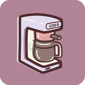 紫色背景上的咖啡机的插图