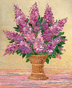 花束素描摄影照片_香紫色紫丁香的花束