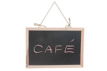 矩形字摄影照片_咖啡馆黑板上的字