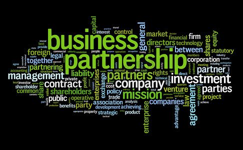 合资企业摄影照片_在黑色的标签云的业务伙伴关系的概念