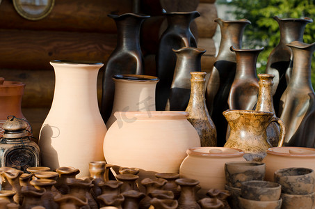 花瓶古董摄影照片_粘土制品-民族工艺品。白俄罗斯