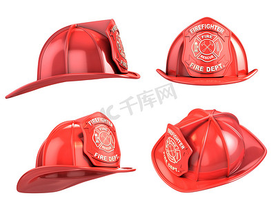 消防员头盔从不同的角度