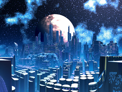 未来派的外星城市上塔支持建造