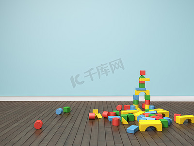 儿童玩具墙摄影照片_构建基块