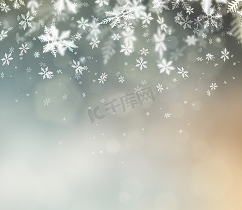 圣诞球海报摄影照片_美丽的抽象雪花圣诞背景