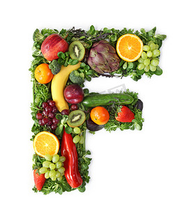 verdura摄影照片_水果和蔬菜的字母表