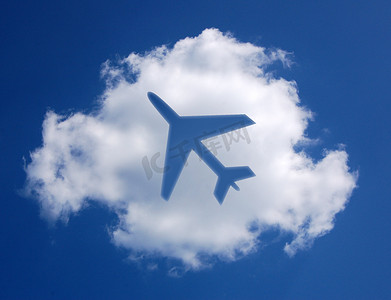 飞机线路摄影照片_天空中的飞机。