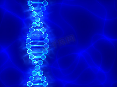 基因蛋白摄影照片_蓝色波浪与 Dna (脱氧核糖核酸) 背景