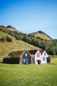 传统的冰岛民居与草