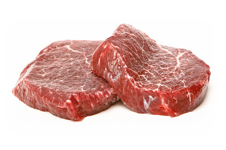 红色印章摄影照片_原料新鲜牛肉