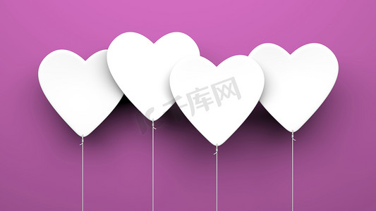 两分类摄影照片_心形气球上紫色背景