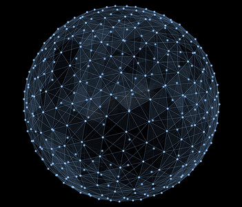 抽象的数字全球网络。线框的插图