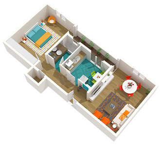 现代室内设计-3d 家庭项目: 公寓