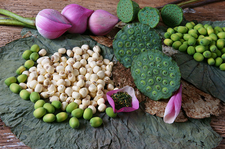 Food摄影照片_集合莲花、 种子、 茶叶、 健康食品